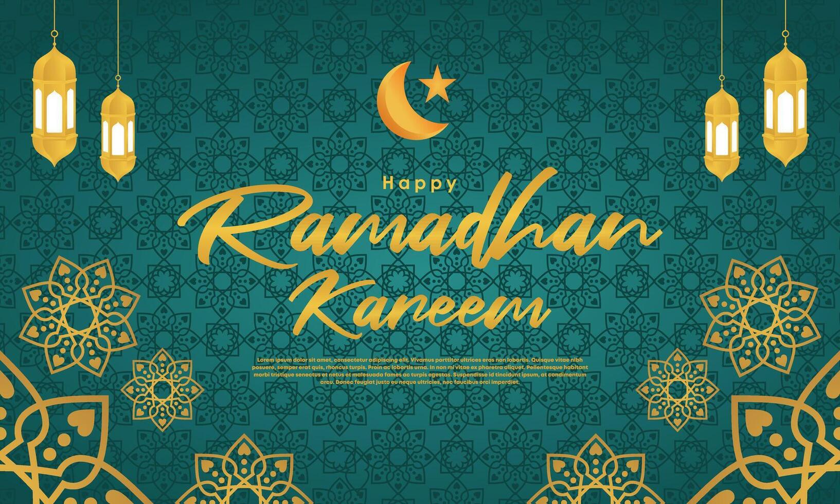 Happy Ramadan Kareem Greeting Card. Luxurious Islamic Ornament vector