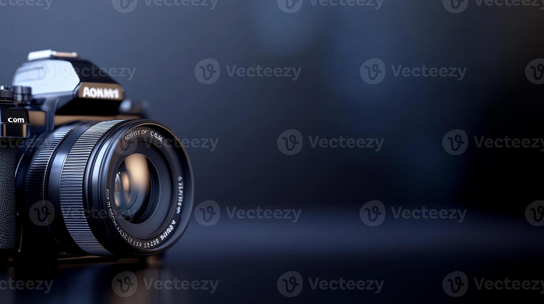 A digital camera is shown on a black surface photo