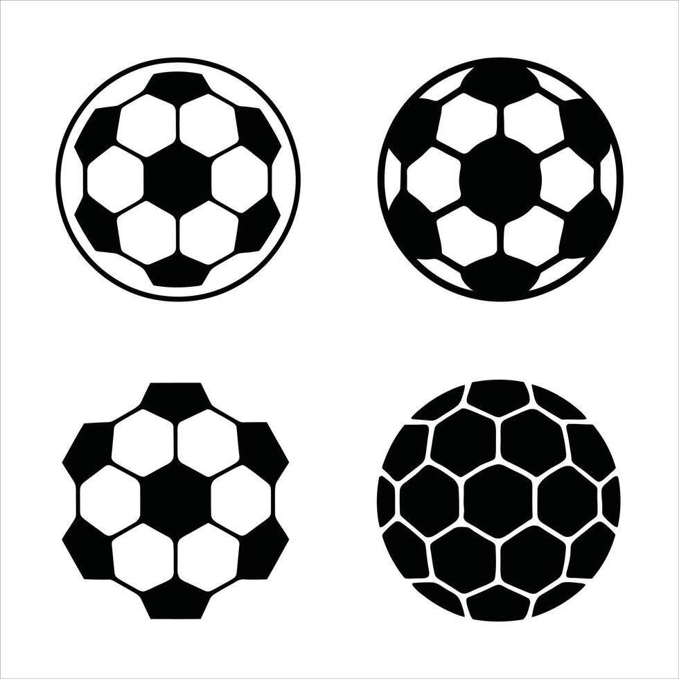 Black and White Soccer Ball Icon Set vector