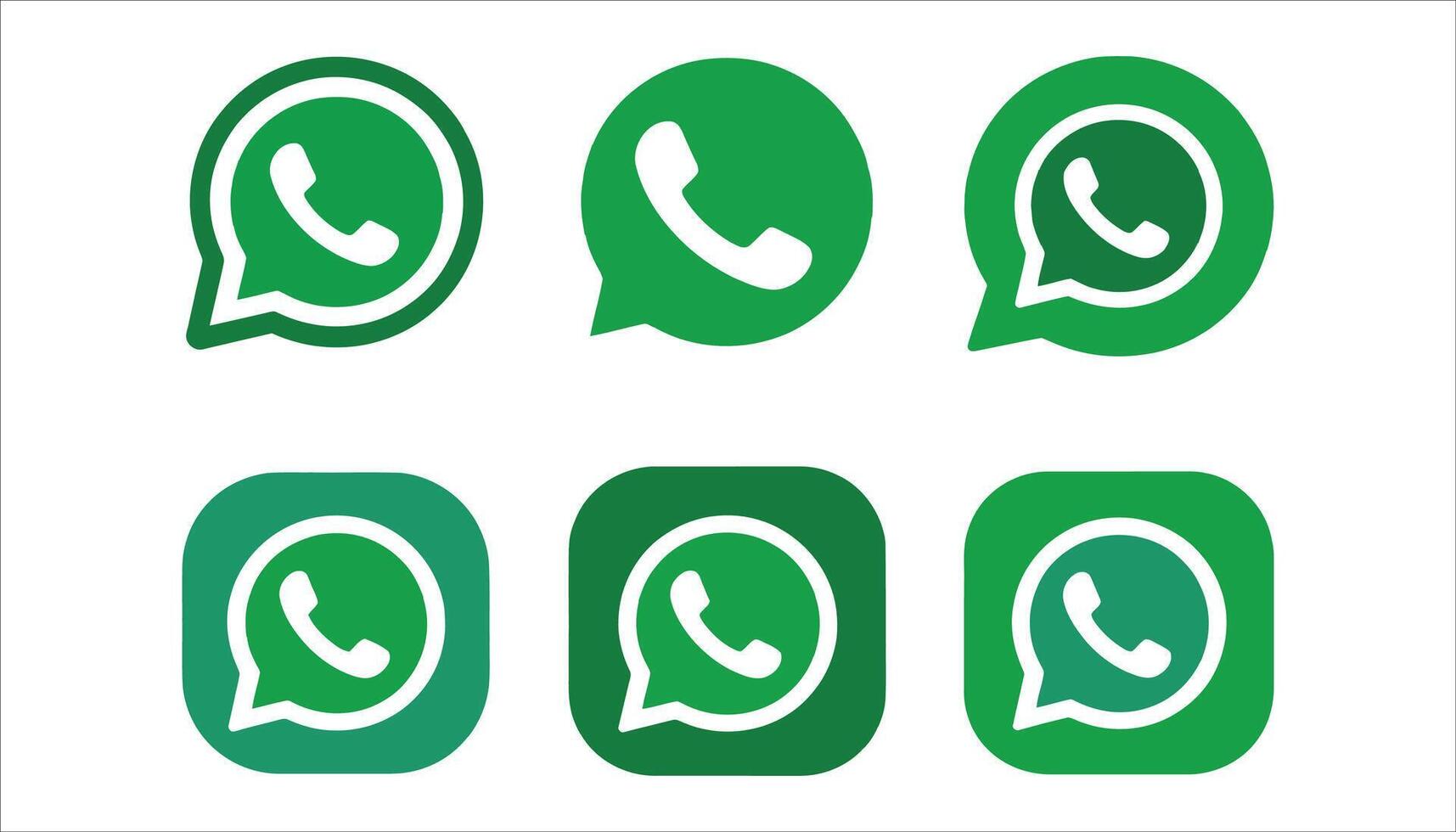 Messaging App Icon Set. Green Chat and Call Icons. WhatsApp Style Communication Symbols vector