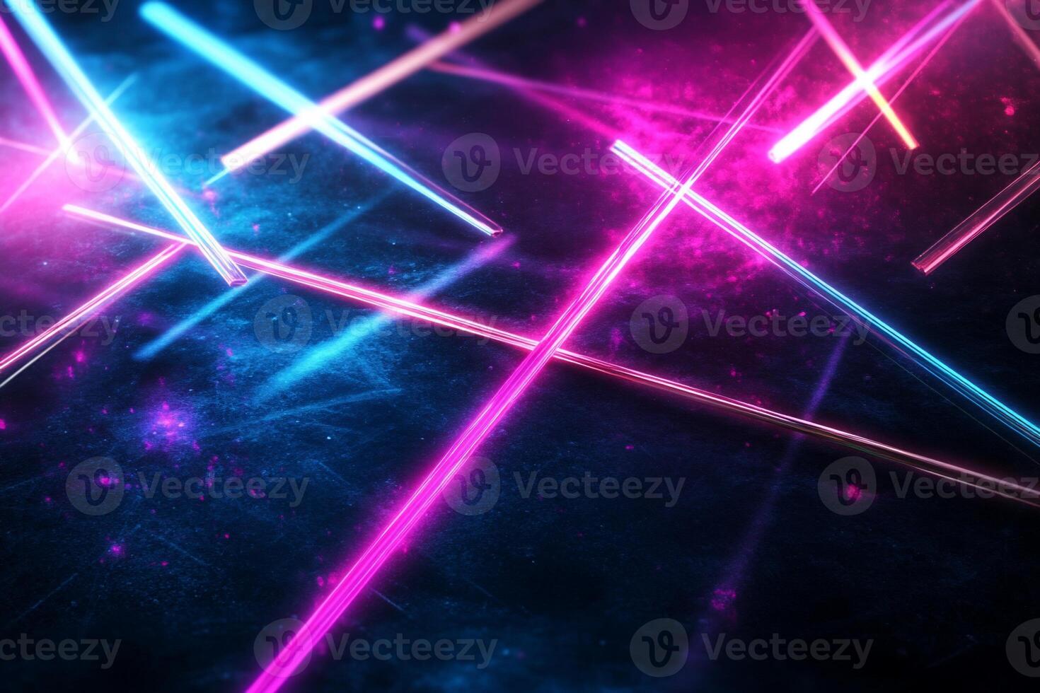 Abstract neon light streaks on dark background. photo