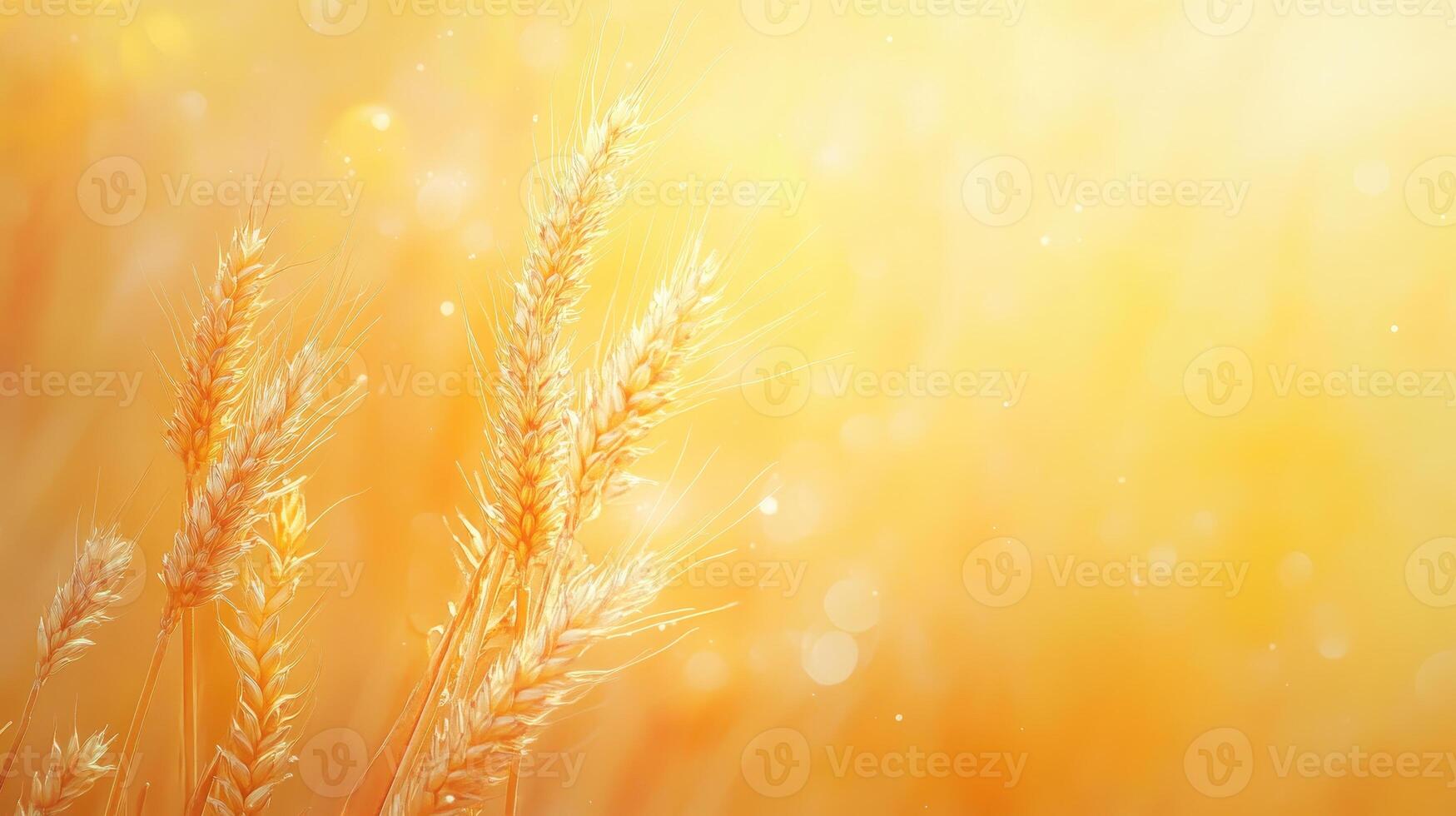 A close-up of golden wheat ears against a soft, warm background, evoking a serene atmosphere photo