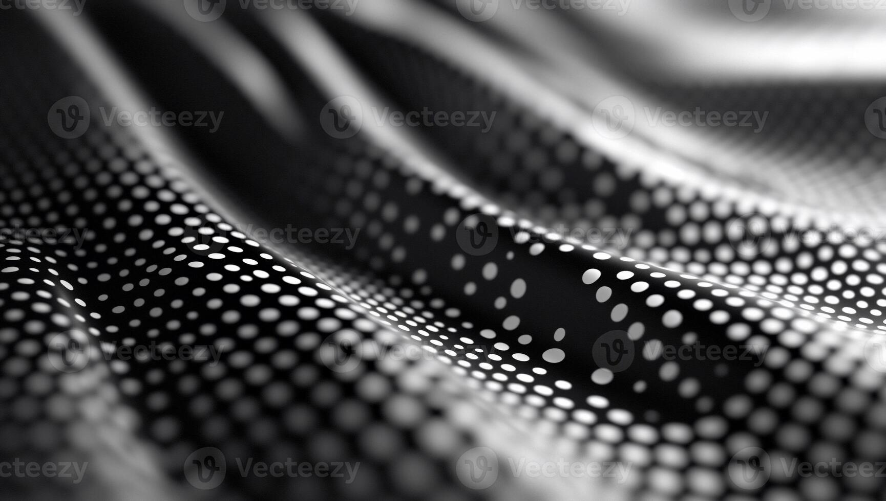 Abstract black and white dotted fabric wave. photo