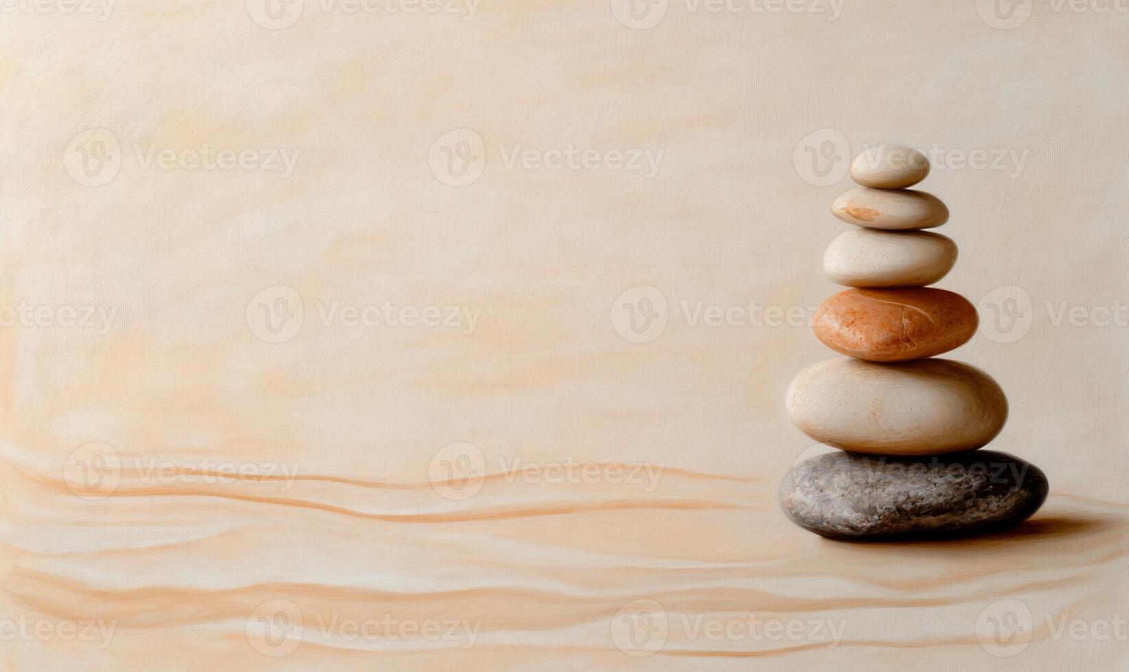 Stacked stones on beige background. photo