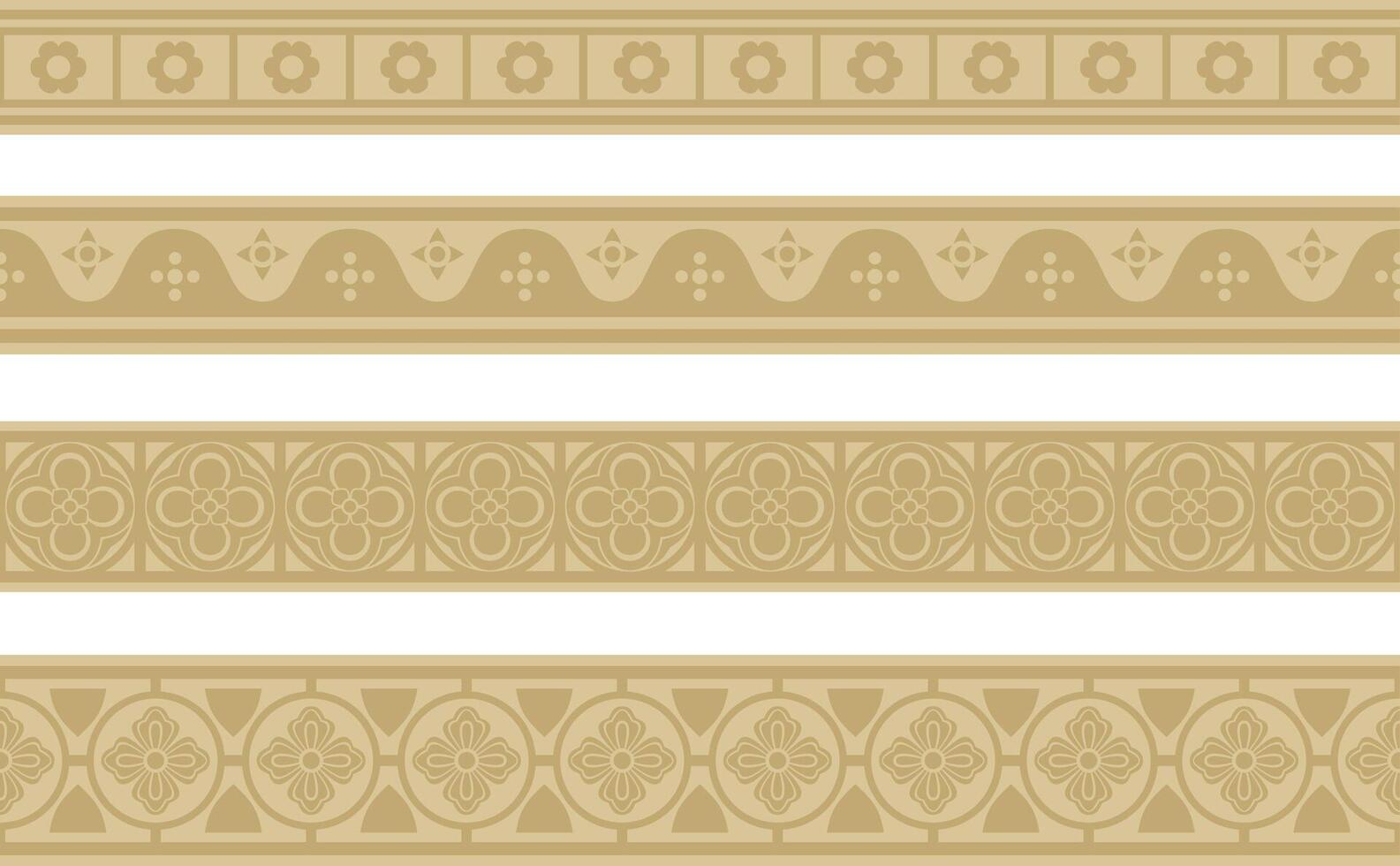 golden set of gothic borders. Medieval European ornament. Classic pattern of the Germans, Angles, Saxons, Franks. vector