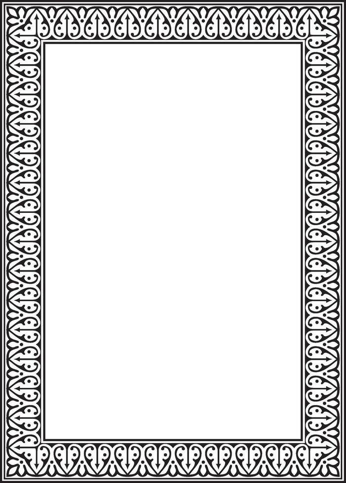 black monochrome arabic national square ornament. Ethnic rectangle, frame of eastern peoples. Persian painting vector