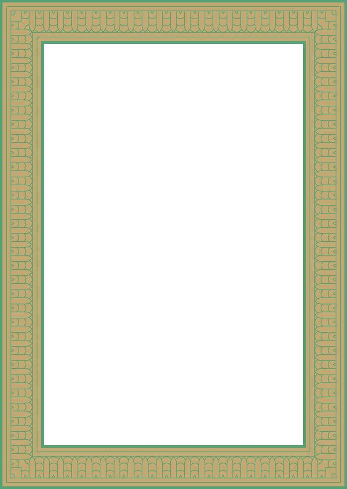 gold with green square Egyptian ornament. Rectangle, frame, ancient Egypt.Pattern of lotus flowers vector
