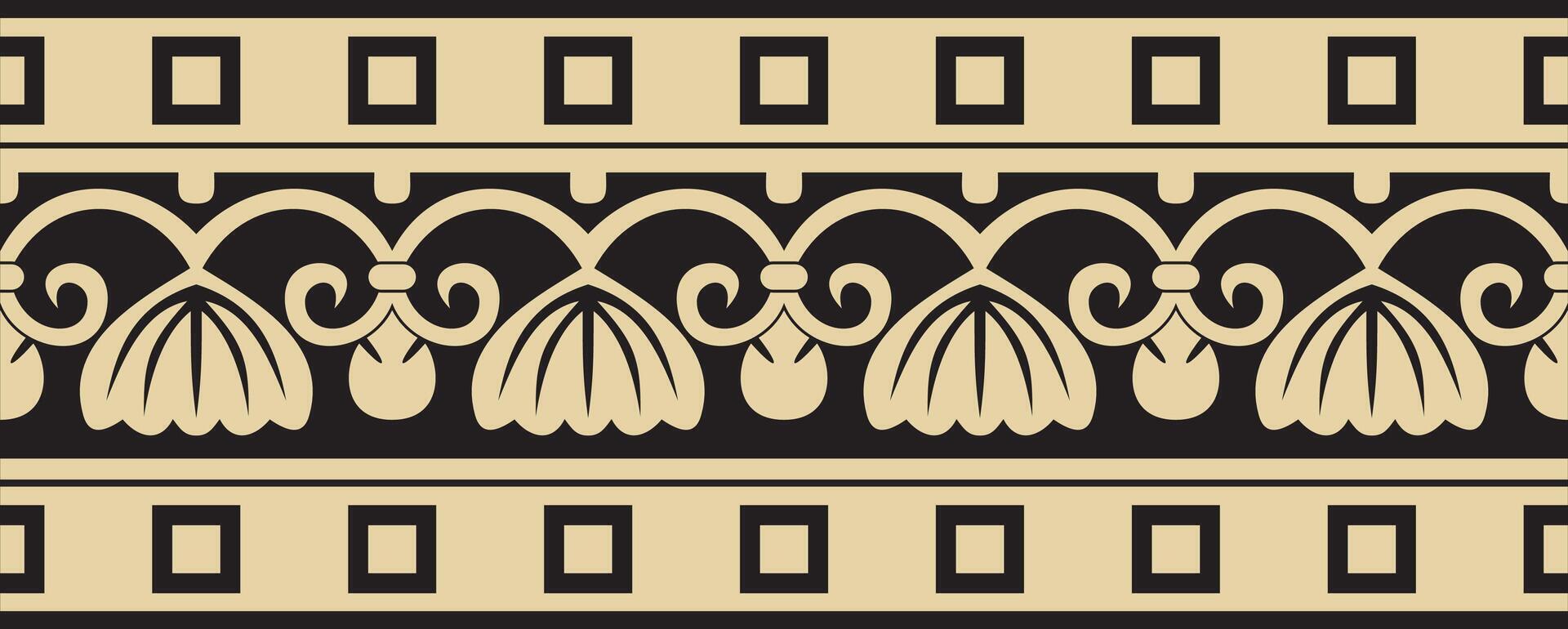 golden and black seamless ornament of ancient Greece. Classic Endless pattern frame border Roma Empire vector