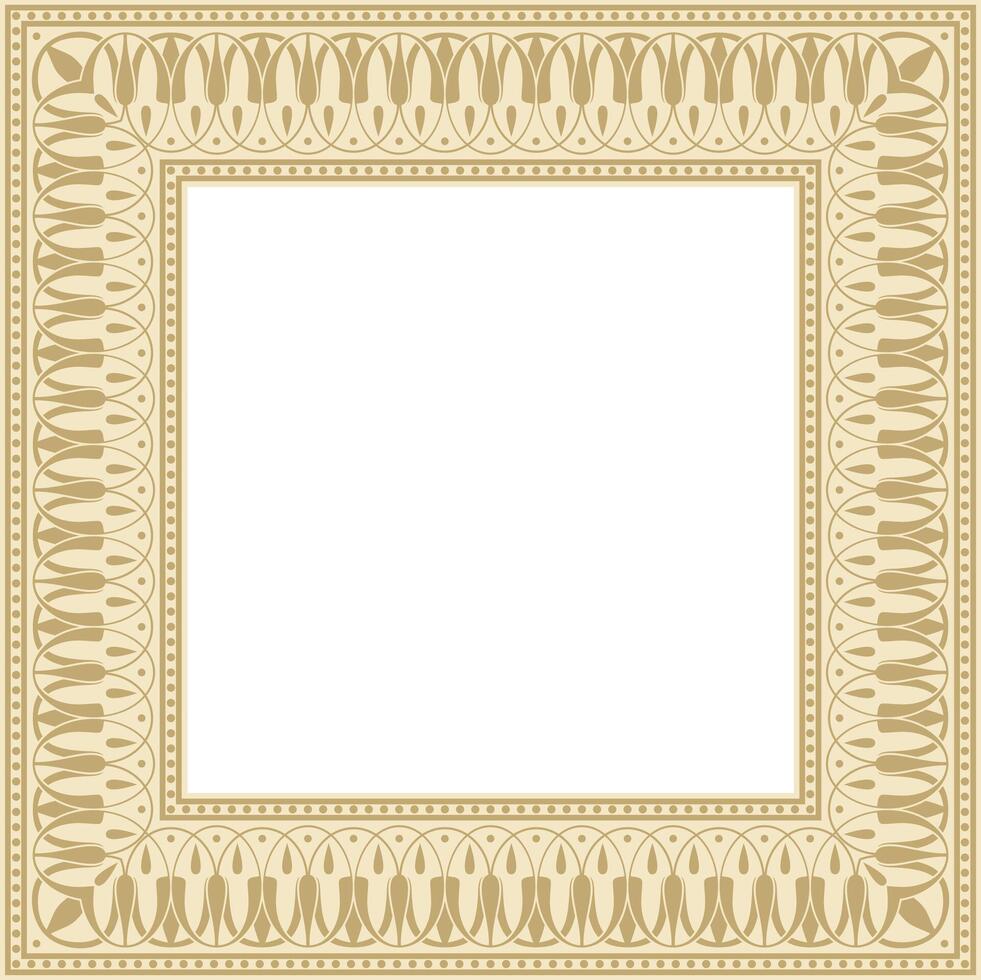 gold square classic greek meander ornament. Pattern of ancient Greece. Border, frame of Roman Empire vector