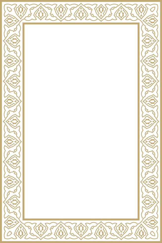 gold square Turkish national ornament. Ottoman border, frame. Ethnic floral rectangle, Seljuk Turks pattern. Decoration of Sultan's palaces. vector
