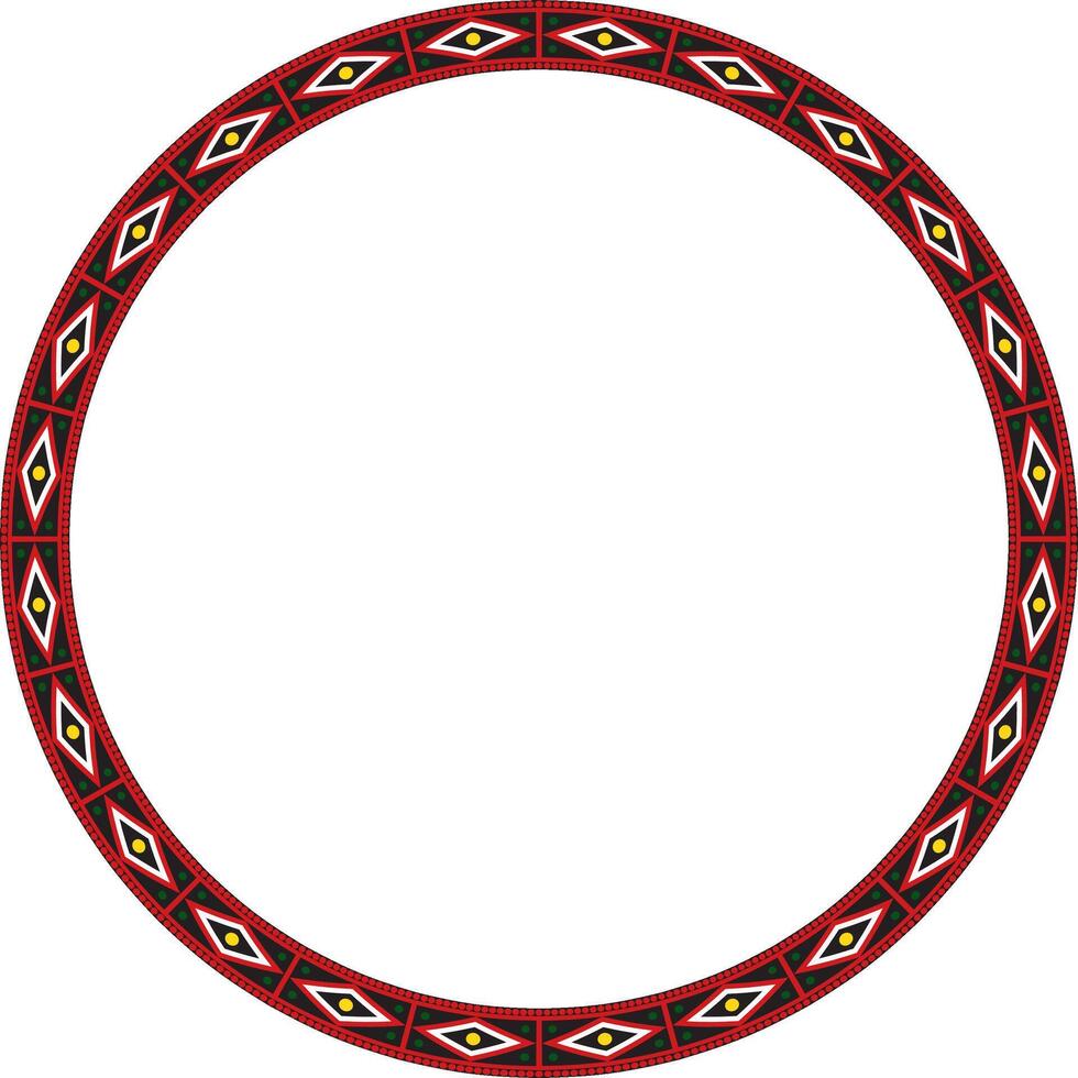 round colored border ornament. Native American tribes framework, circle vector