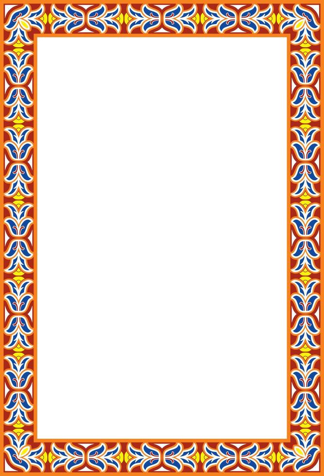square european colored ornament. Rectangular pattern, circle, ring of the Middle Ages. Revival border. Decorations of palaces and churches. vector