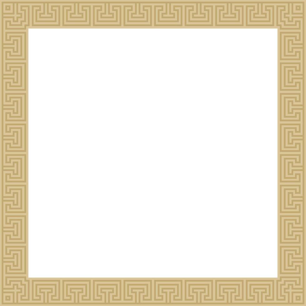 golden classic Greek square ornament. Rectangle of Ancient Greece and Roman Empire. Byzantine painting of walls, floors and ceilings. Decoration of European palace vector