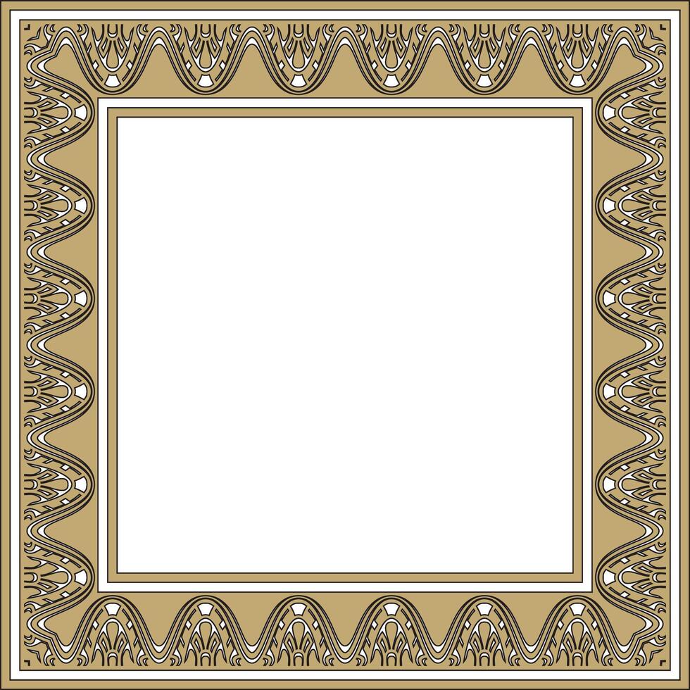 square Assyrian gold and black ornament. Rectangle, border, frame of Mesopatamia. Pattern of the ancient East. vector