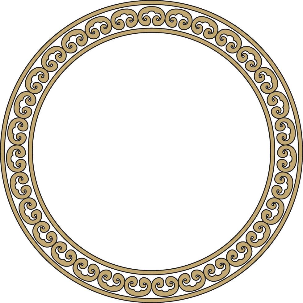 round gold and black ancient Russian ornament. Slavic border, frame. Circle, ring. Painting of royal chambers. vector