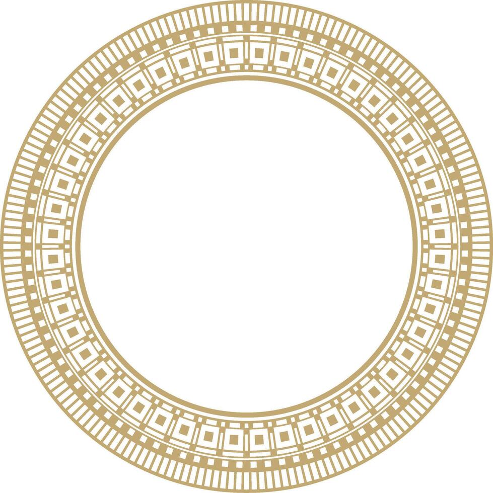 round Assyrian gold ornament. Circle, border, frame of Mesopatamia. Pattern, ring of the ancient East. vector