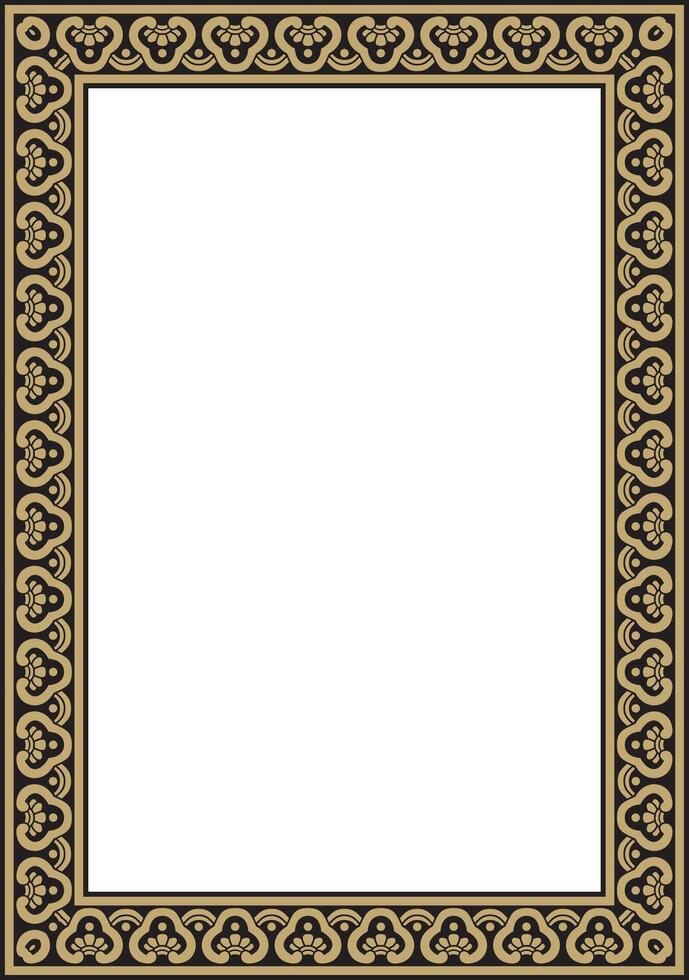 golden with black Chinese rectangle, frame. Square ornaments of oriental peoples, korea, taiwan, china, hong kong, vector