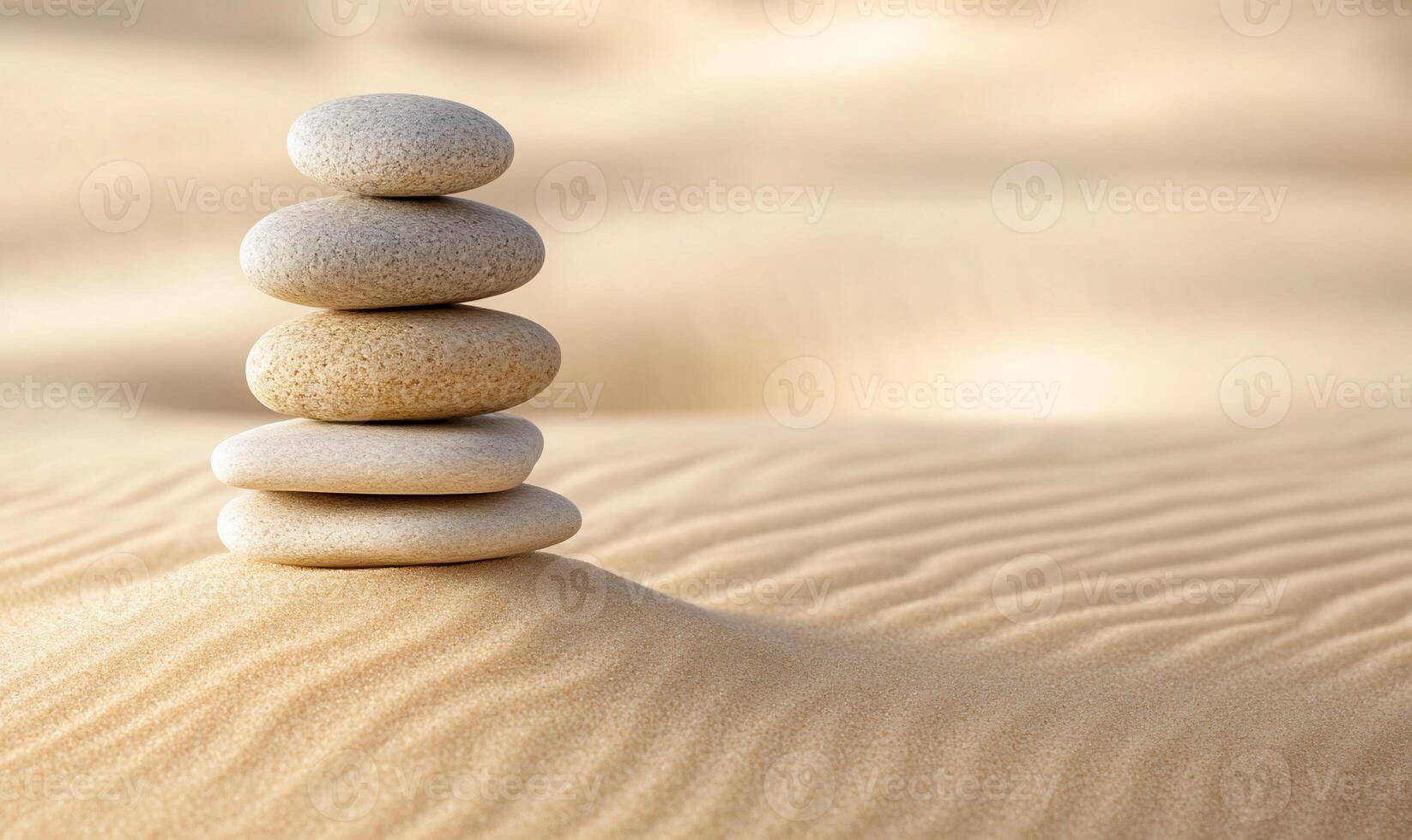 Stacked stones on sand dune. photo