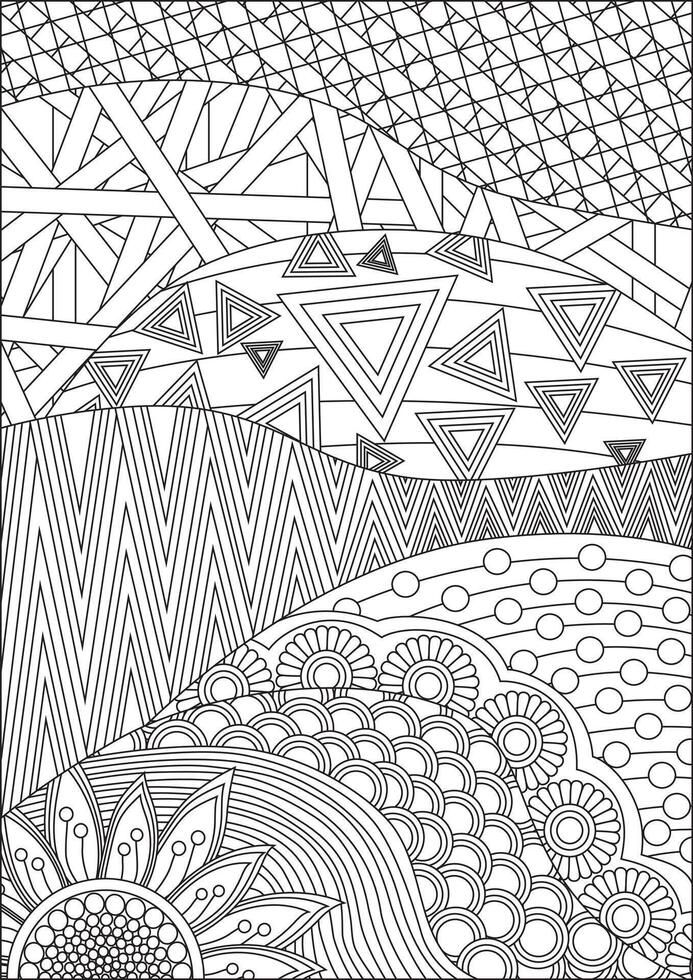 Abstract Coloring Page For Adult White And Black Art vector
