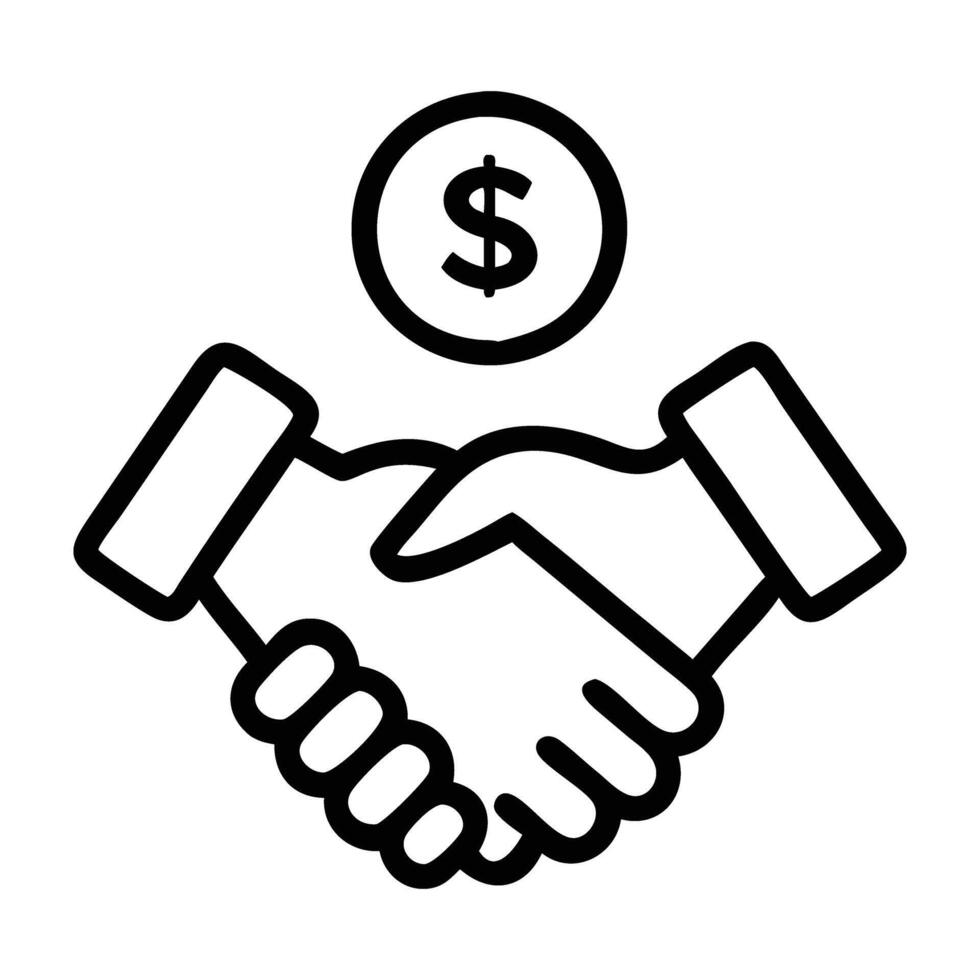 Influencer sponsorship deal icon with money and handshake design on white background vector