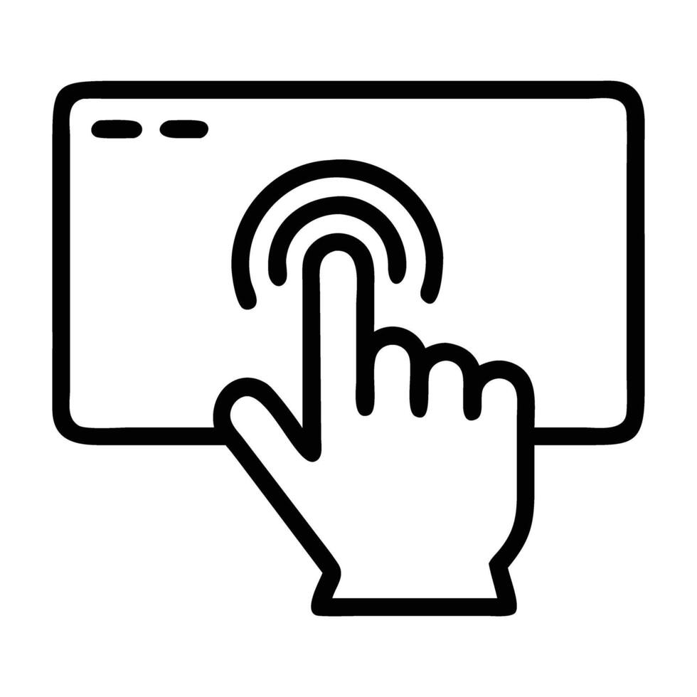 Interactive ad engagement icon with touch gesture and modern design on white background vector