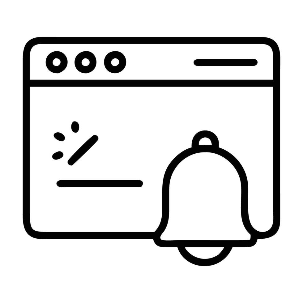 Clear web push notification icon design with bell and browser window on white background vector