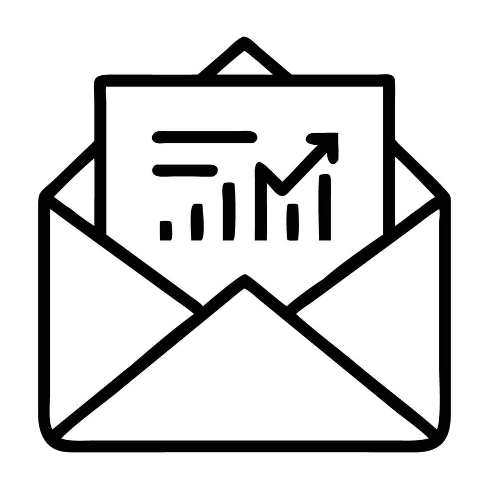 Email open rate analytics icon with envelope and graph design on white background vector