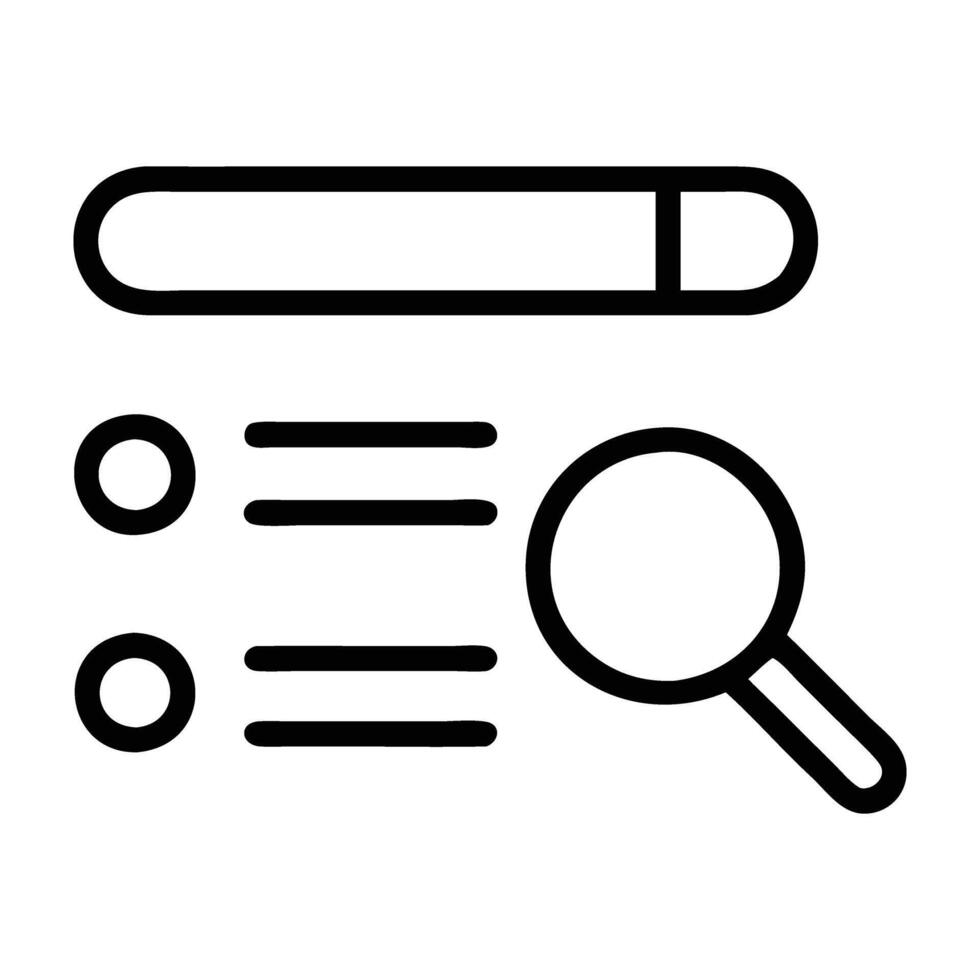 Search results list icon with modern layout on white background for ecommerce vector
