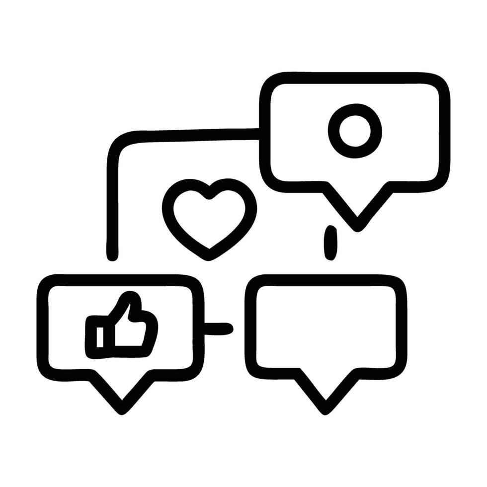 Social media post engagement icon with heart and comment elements on white background vector