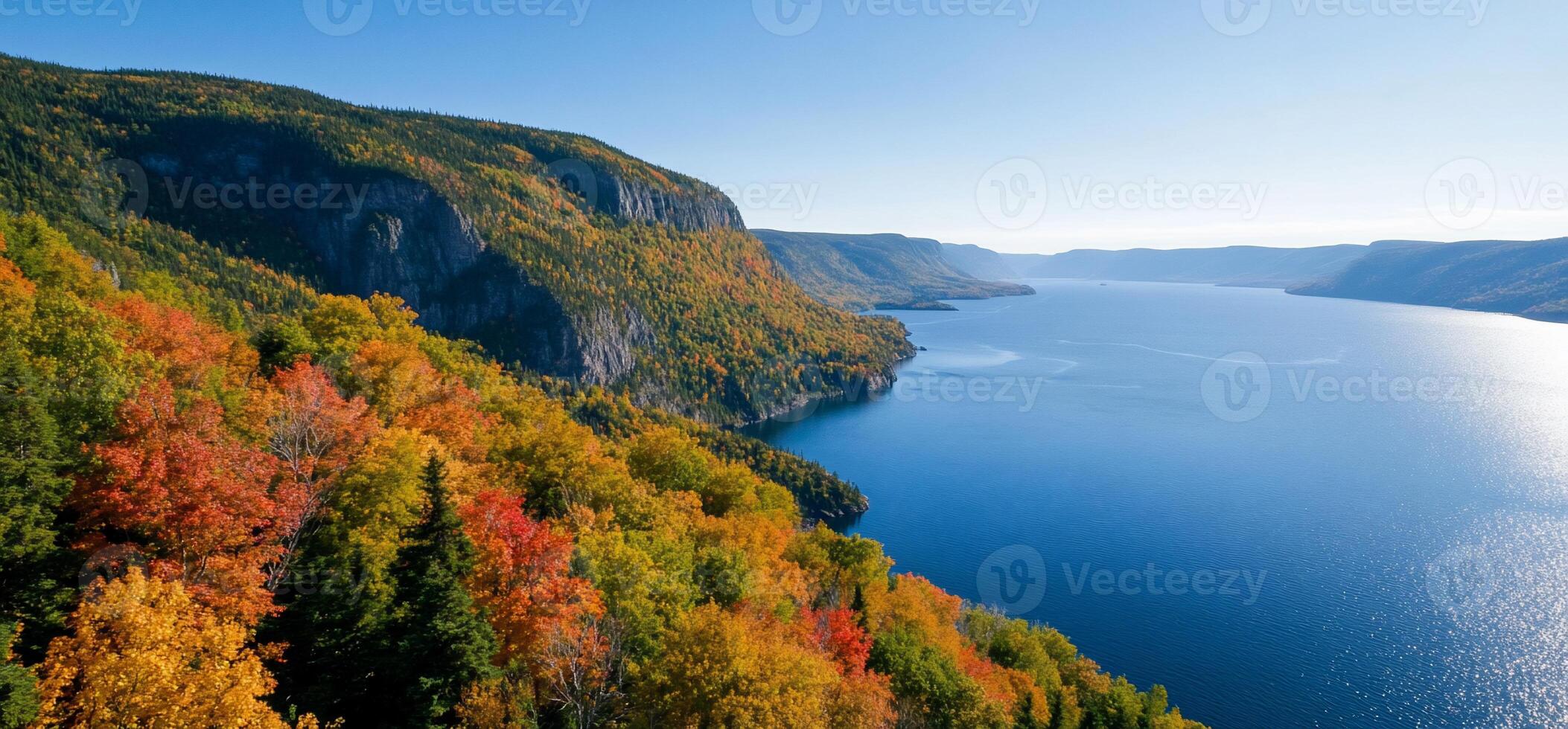 Autumn Cliffs Overlooking a Serene Lake photo