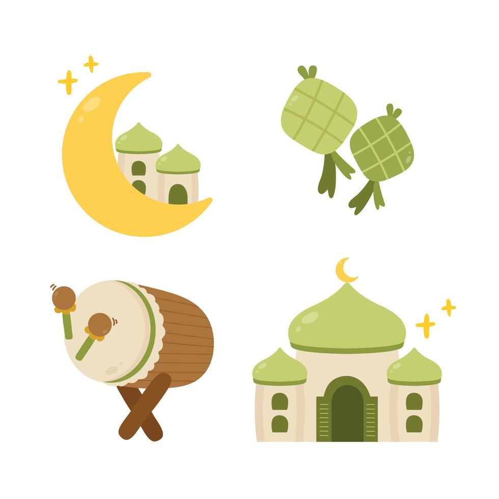 Set of Ramadan Islamic Celebration Element Illustration vector