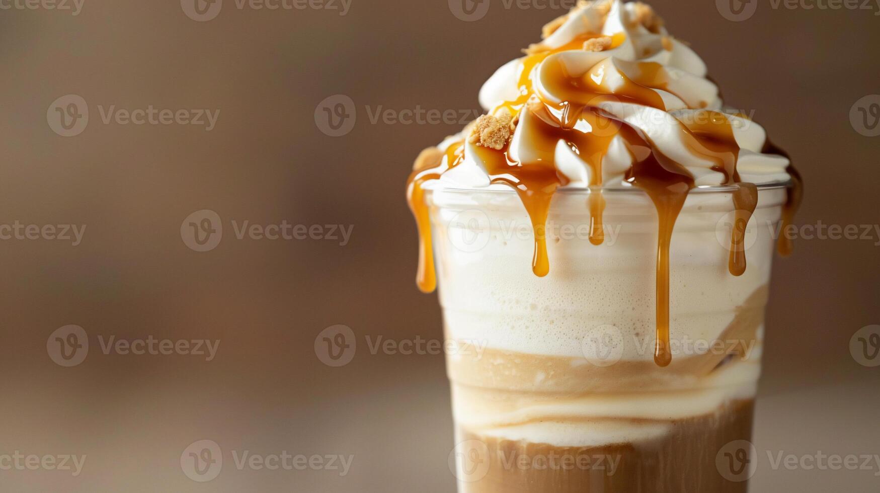 Caramel Iced Coffee Drink Close-up photo