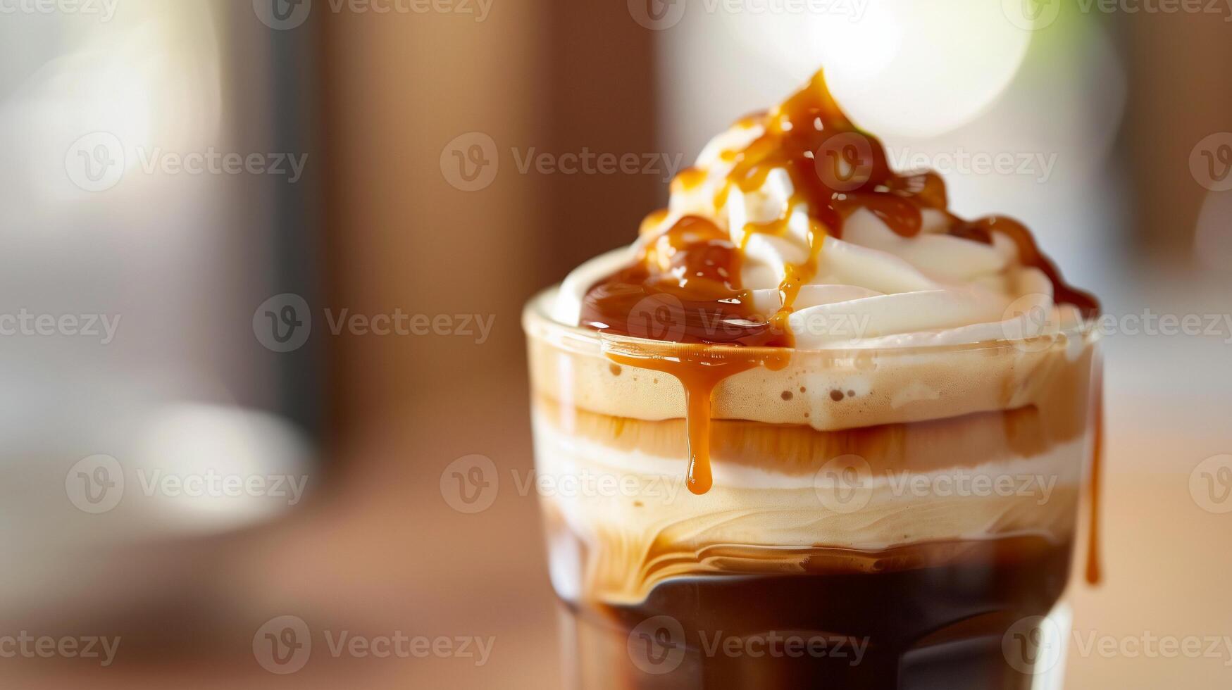 Caramel Cream Iced Coffee, Cafe Setting photo