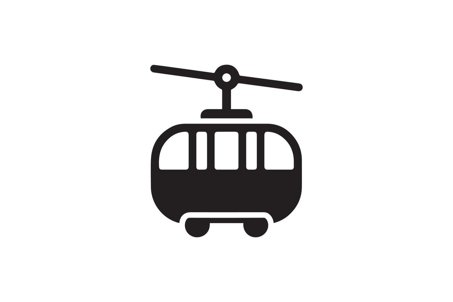 A black and white image of a cable car vector