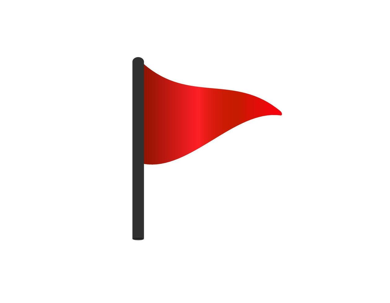 Red flag on pole waving in the wind vector