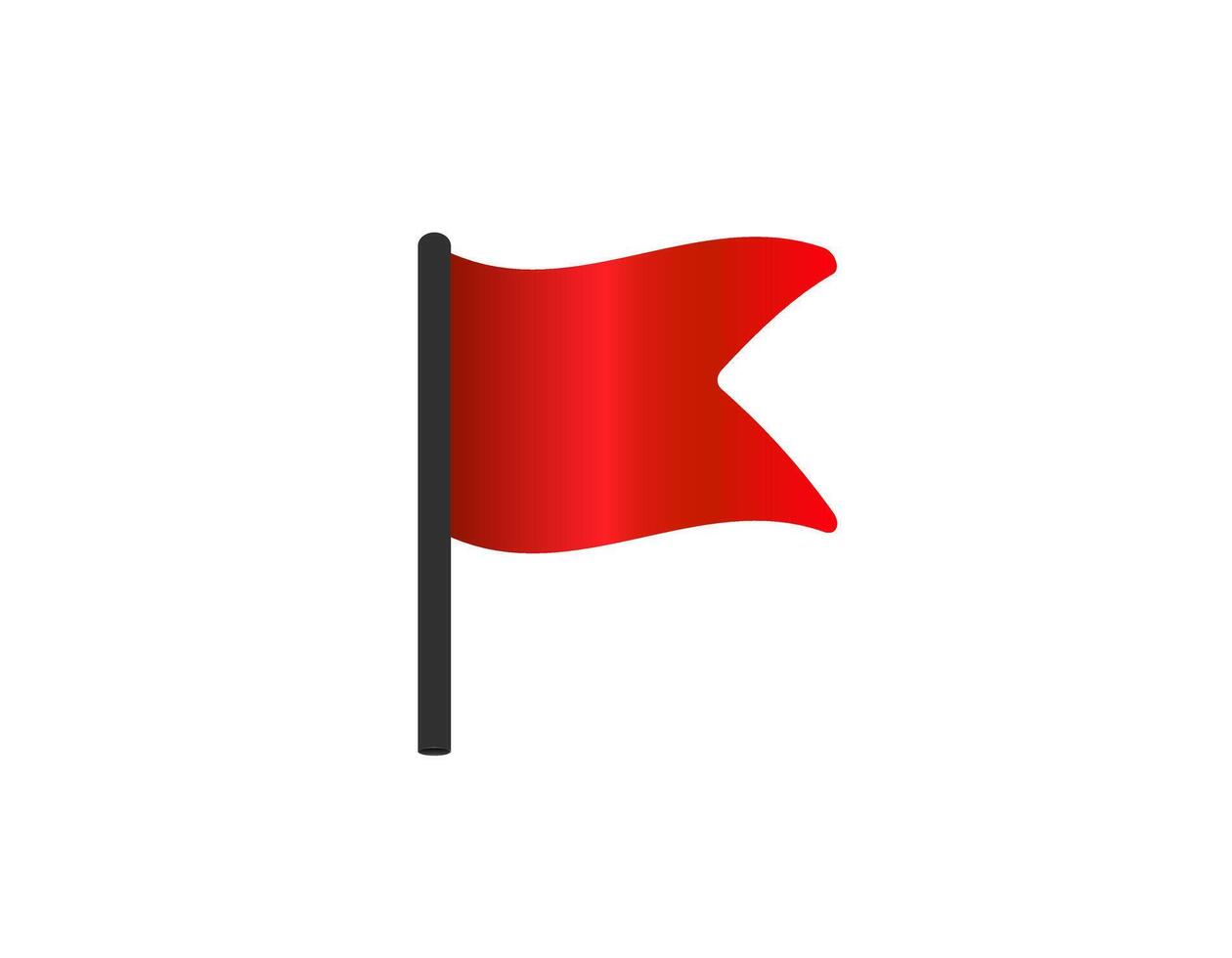 Red flag waving on pole icon vector