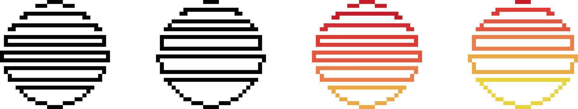 Pixel art. four striped egg designs in black, red, and orange vector