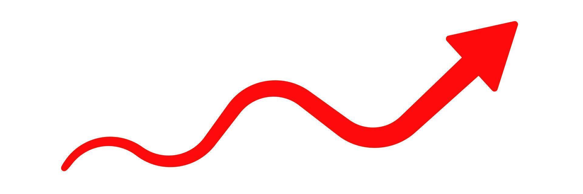 Red zigzag arrow indicating growth and success vector