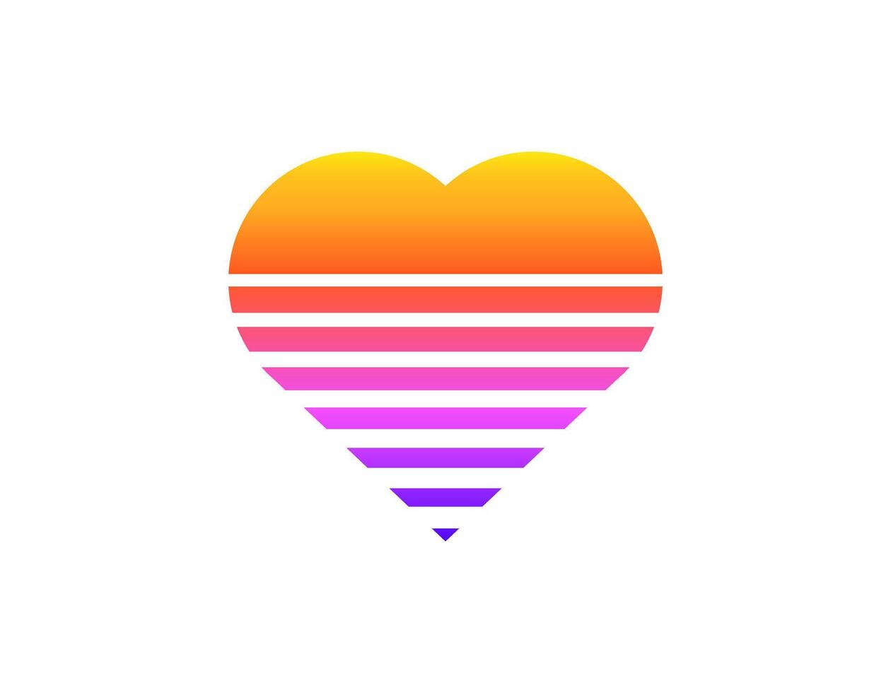 Retro heart design with striped gradient colors vector