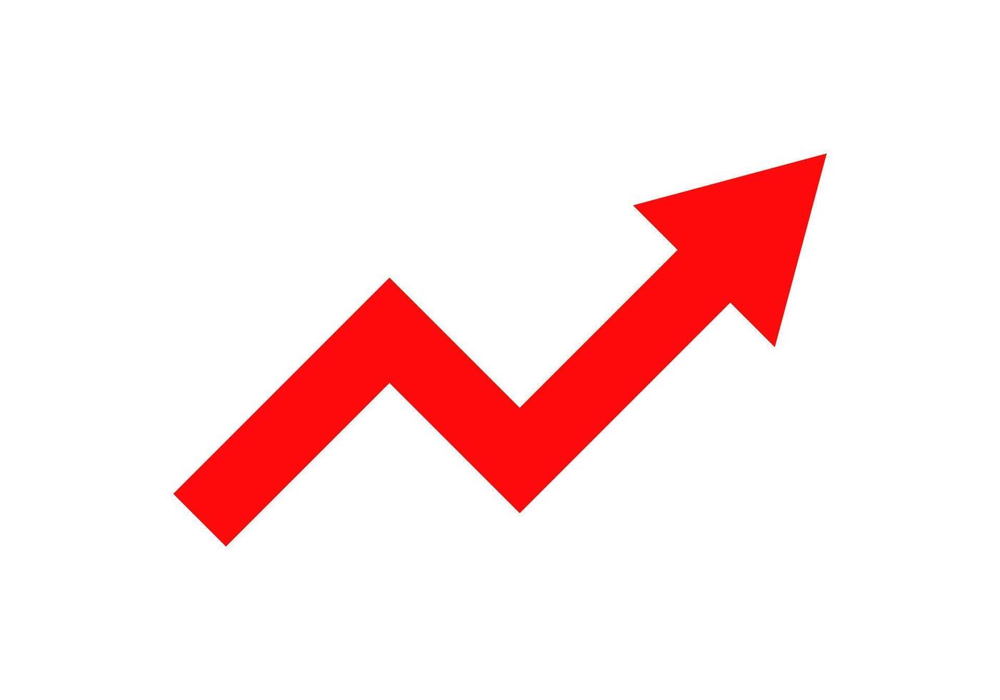 Red arrow pointing upward represents growth and progress vector