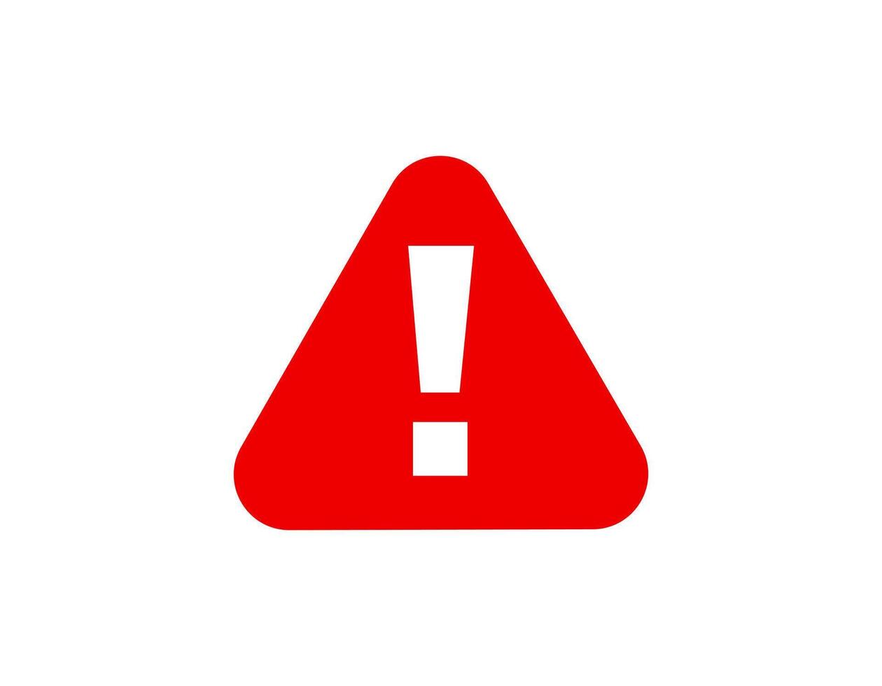 Red warning triangle with exclamation mark for safety alerts vector