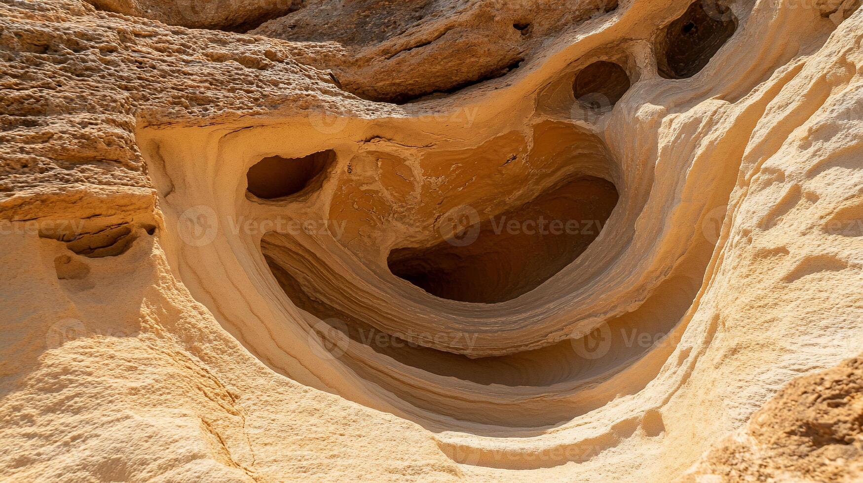 Eroded sandstone formation. Intricate patterns carved by wind and water photo
