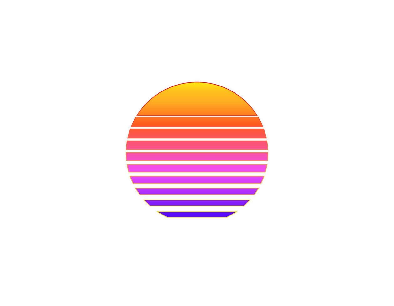 Retro sun circle with geometric style in bright eighties and nineties design vector