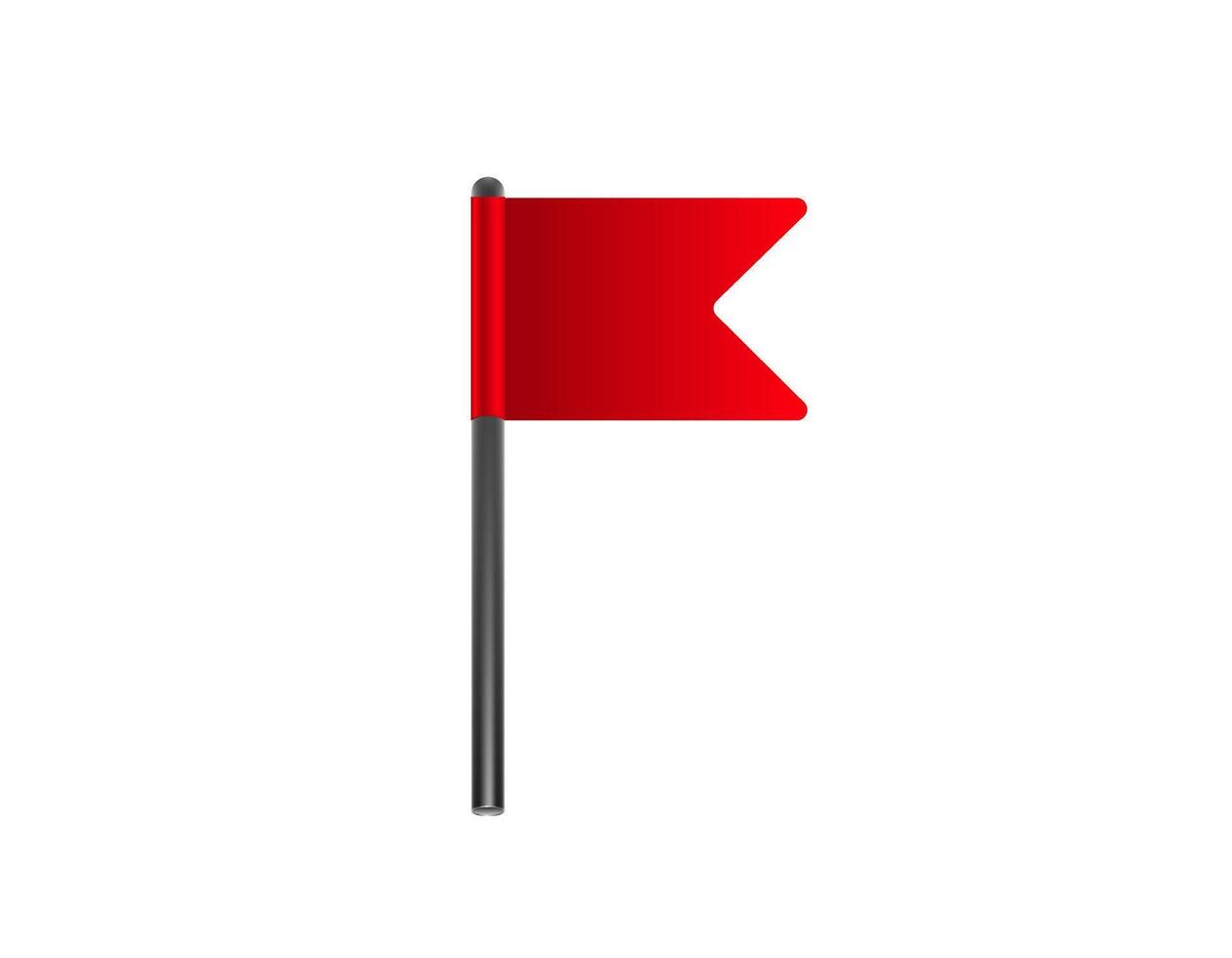 Red flag icon with black pole on white background vector