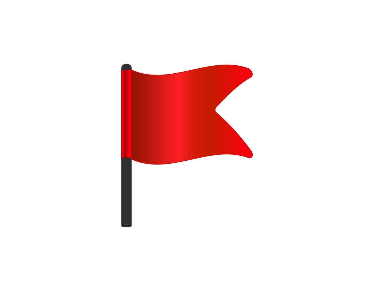 Red flag icon with black pole on white background vector