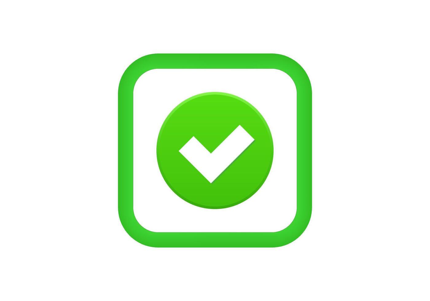 Green checkbox icon with white check mark inside square vector