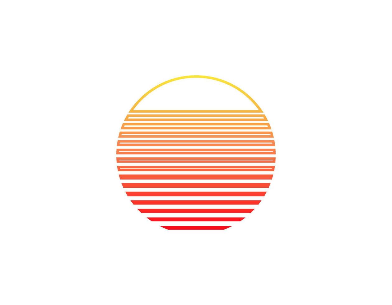 Retro sun circle. vibrant 80s style sun with geometric lines vector