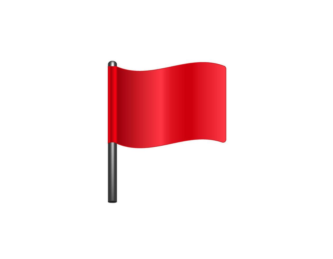 Red flag on black pole waving in the wind vector