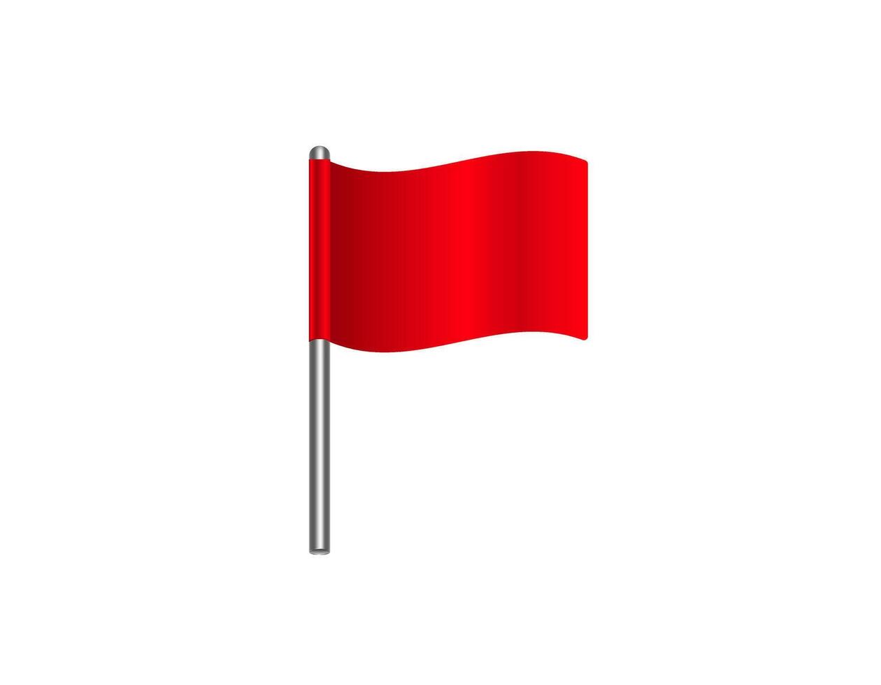 Bright red flag waving on silver pole isolated vector