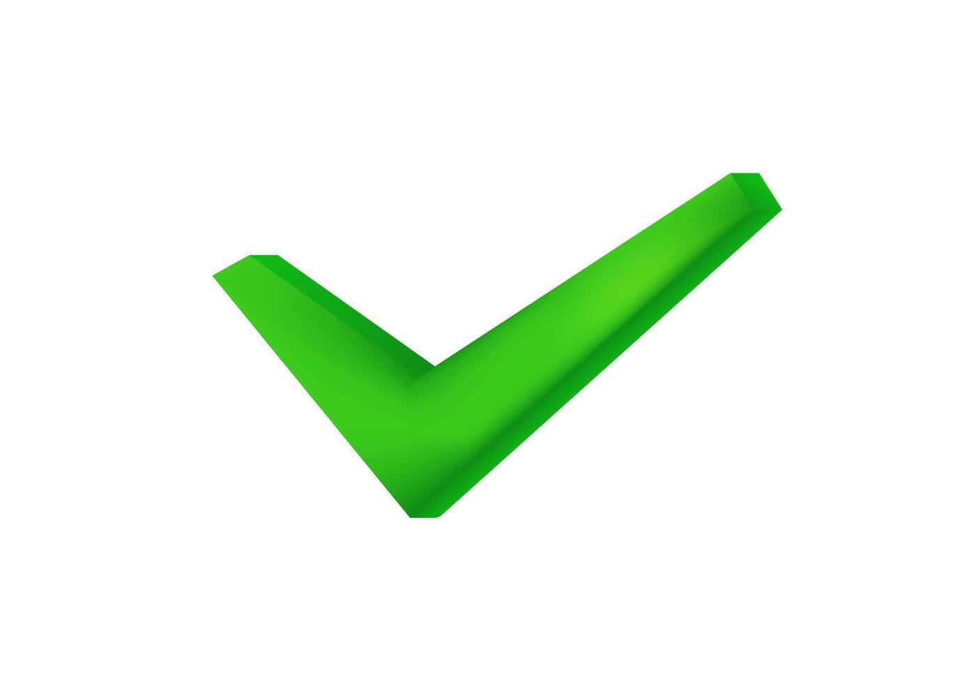 Green 3d checkmark icon isolated on white background vector